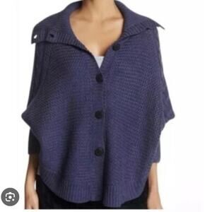 UGG MARIBETH CABLE KNIT COCOON SWEATER CAPE Blue XS/S